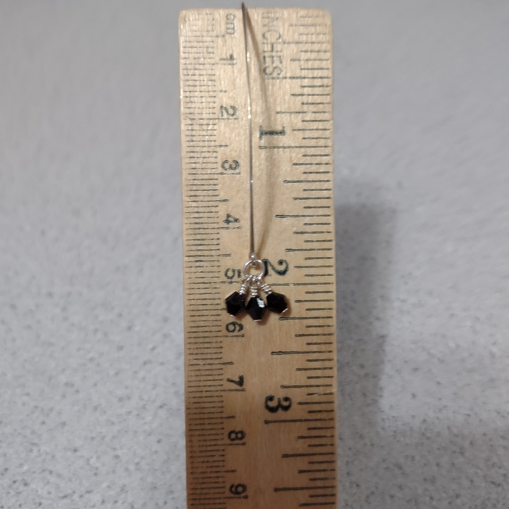 Firm Final Price!*Sterling+Black Bead Earrings - Picture 3 of 4